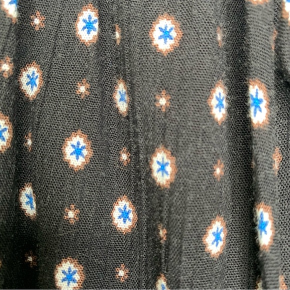 CASLON Womens Peasant Blouse Plus Size S Crochet Lace Inserts Black White Blue - Picture 5 of 8